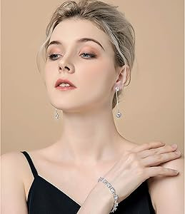 Crystal Linear Drop Earrings - Womens Sterling Silver Round Cubic Zirconia CZ Diamond Rhinestone ... | Amazon (US)