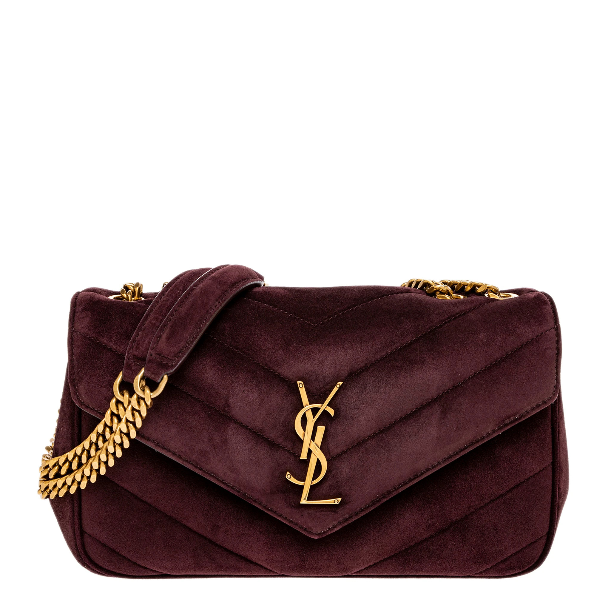 Saint Laurent Small Loulou Bag - Smokey Burgundy | Overstock