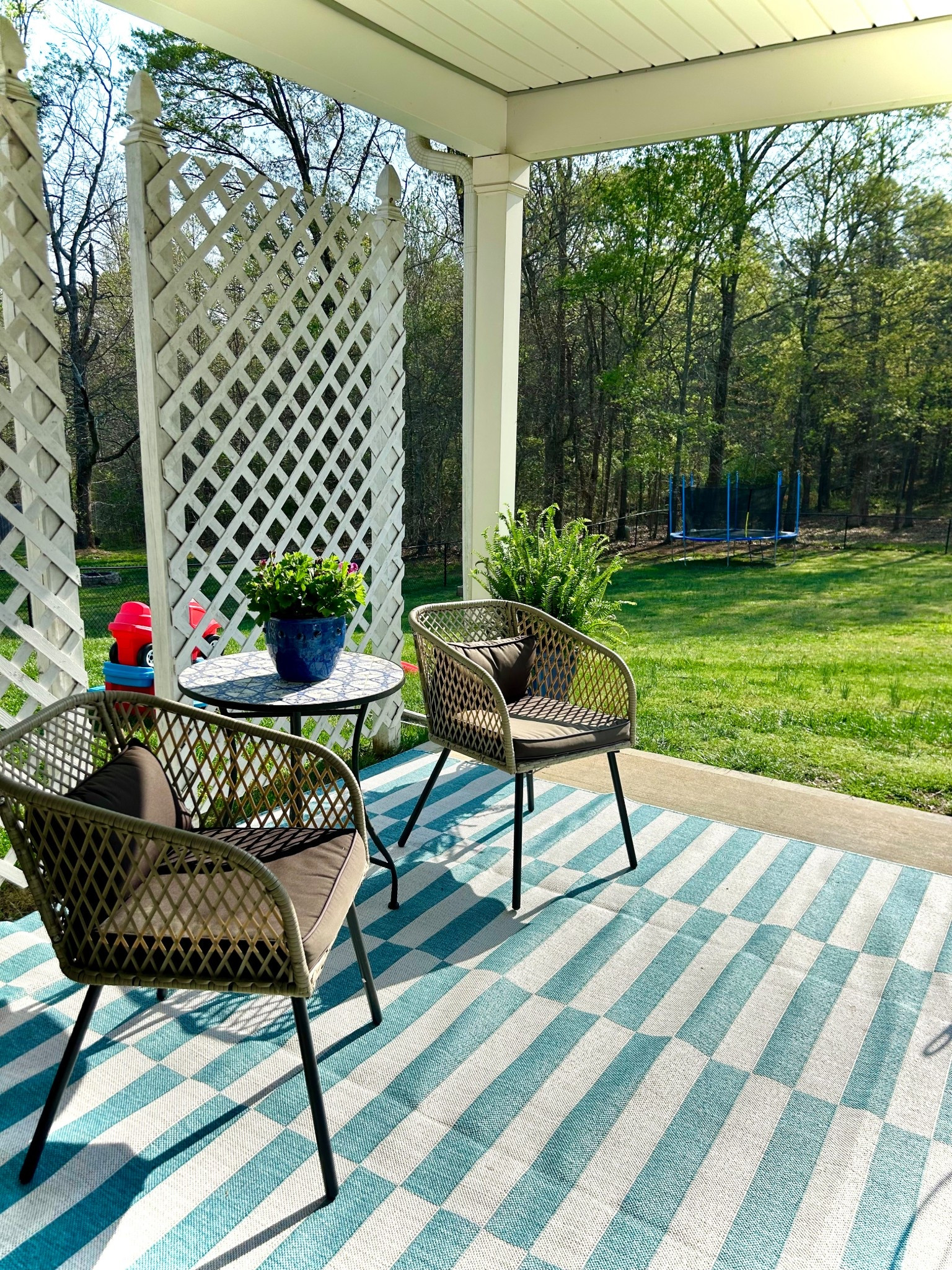 Outdoor area rug // blue & gray 🤍

#LTKHome #LTKSeasonal #LTKOver40