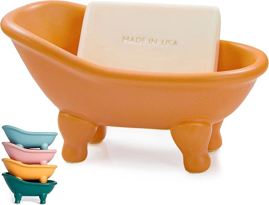 1 Piece 5.6" Colorful Ceramic Mini Clawfoot Bathtub Soap Dish Decortative Soap Dish Small Planter... | Amazon (US)