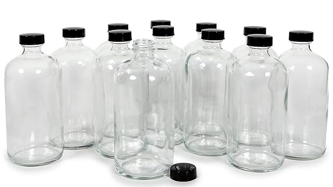 Vivaplex, 12, Clear, 16 oz Glass Bottles, with Lids | Amazon (US)
