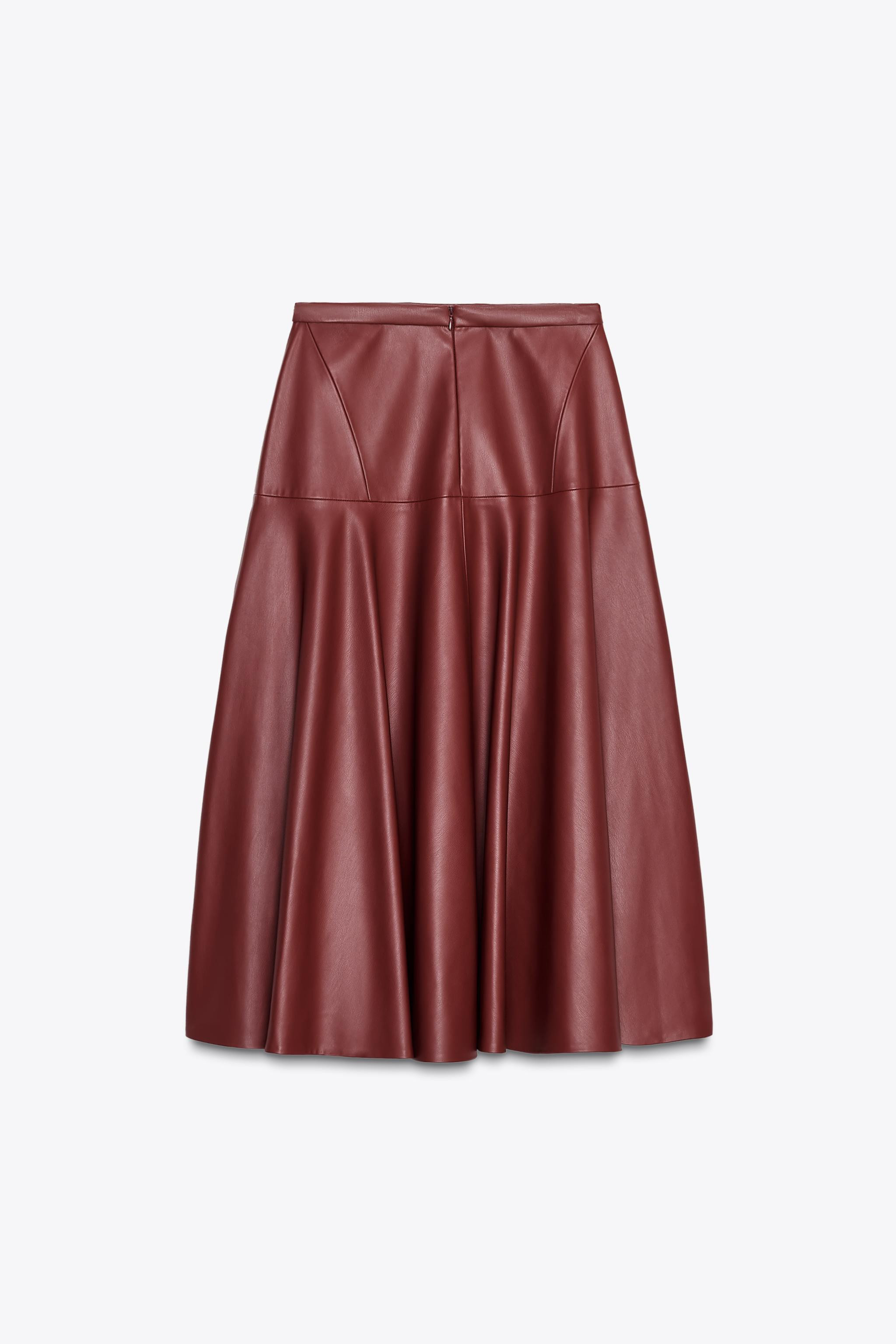 FAUX LEATHER MIDI SKIRT ZW COLLECTION | Zara Canada