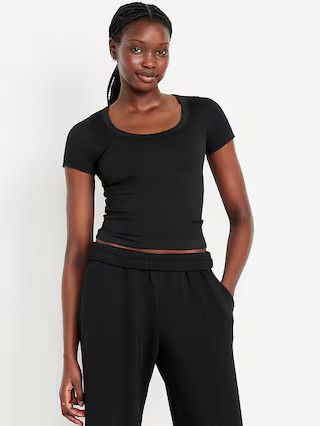 Exhale Seamless Cropped Rib T-Shirt | Old Navy (US)