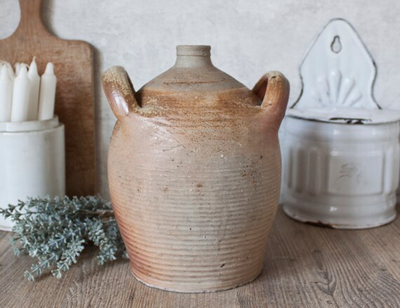 XIX century Antique French Mat beige brown Stoneware Demijohn | Etsy (US)