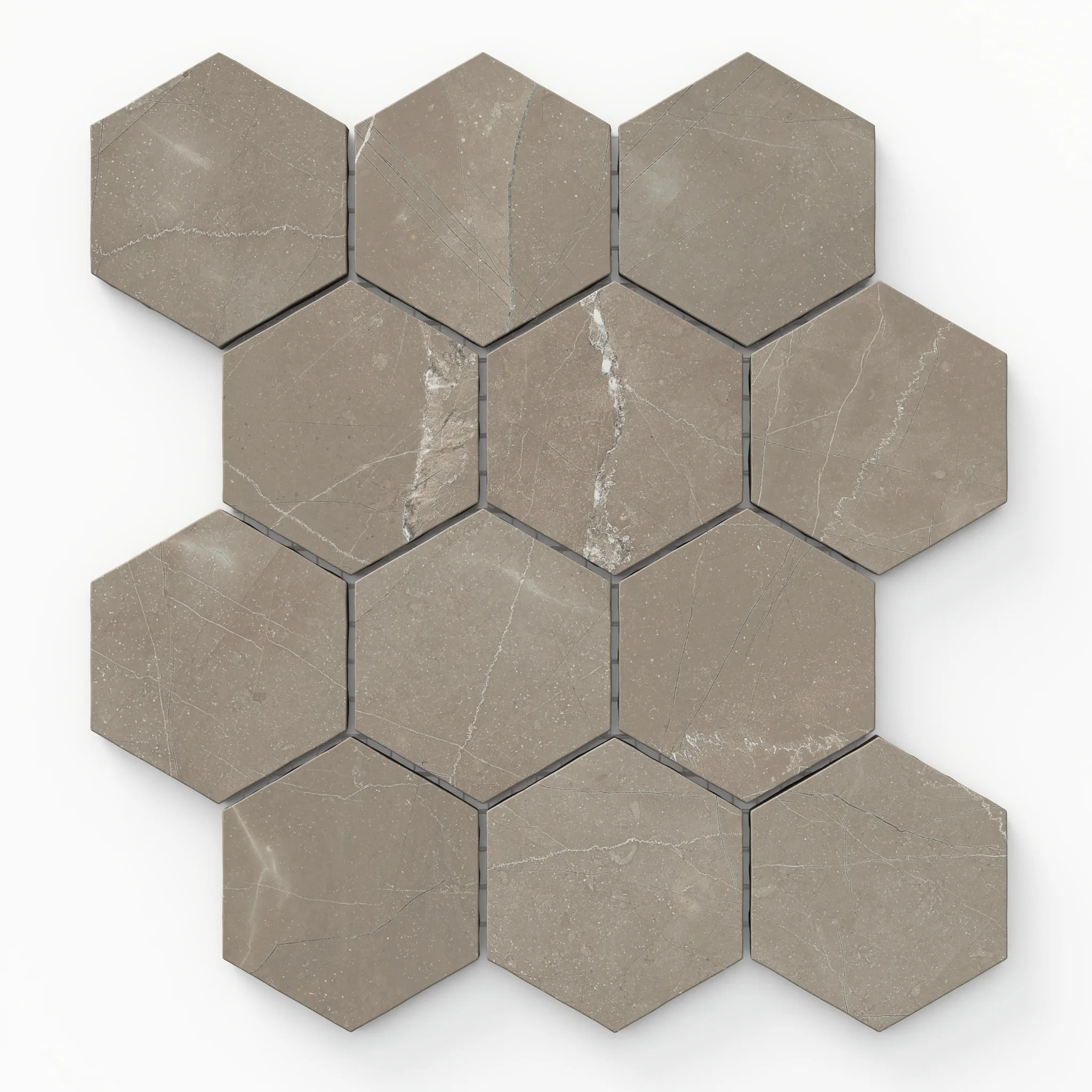 Leona 3x3 Matte Porcelain Hexagon Mosaic Tile in Amani Bronze | Edward Martin