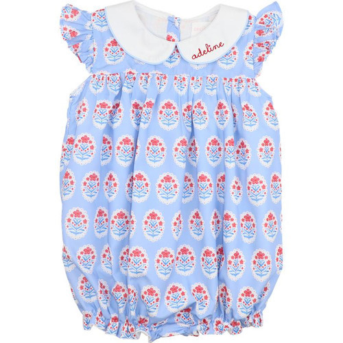 Blue And Red Floral Block Print Bubble | Cecil and Lou