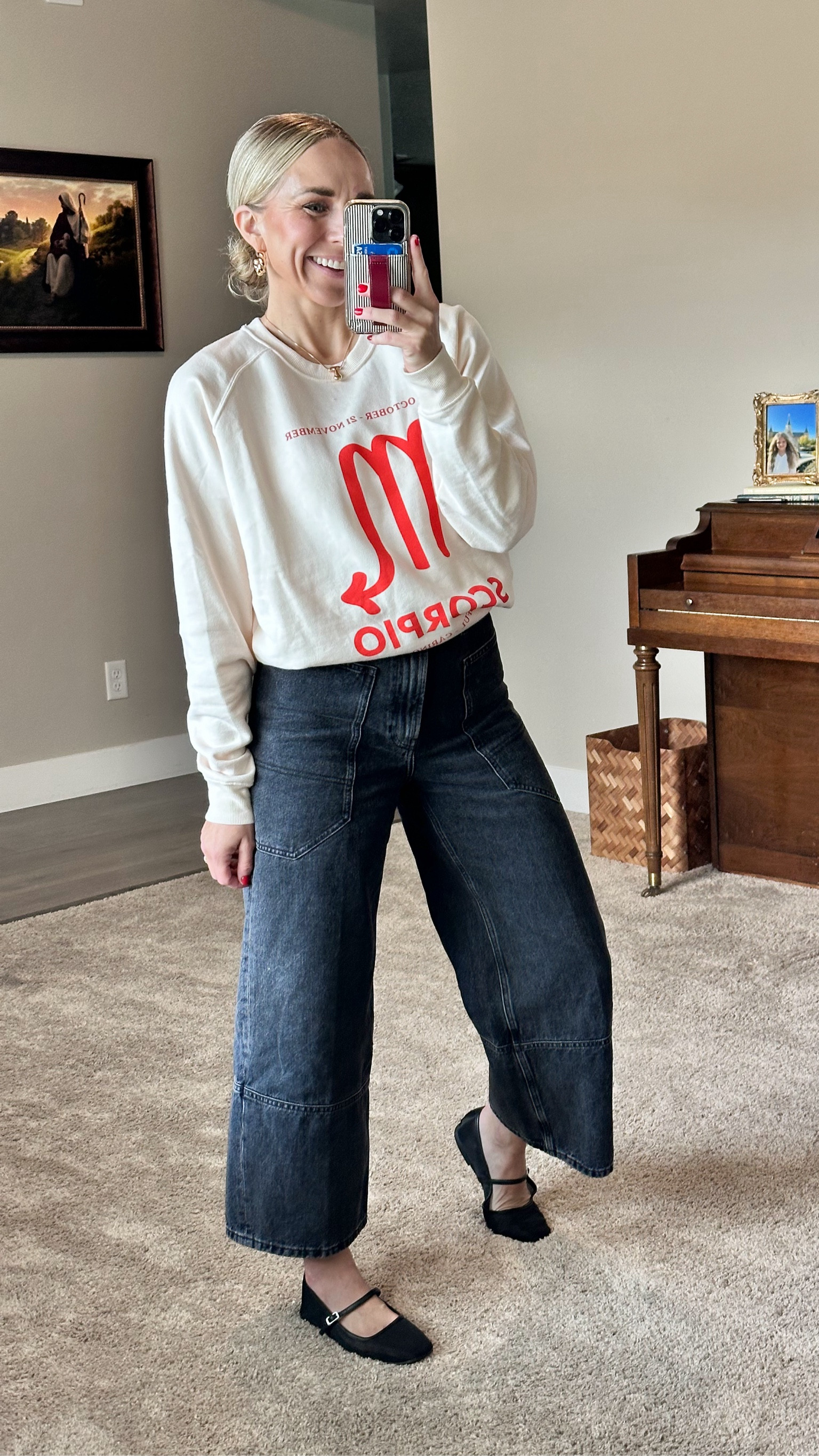 Easy outfit idea for my busy moms! This sweatshirt is sooooo soft and cozy! Jeans are favorites! 

Wearing my true to size in both.  The sweatshirt has every sign available! This would make such a cute gift.

#LTKSeasonal #LTKGiftGuide #LTKStyleTip