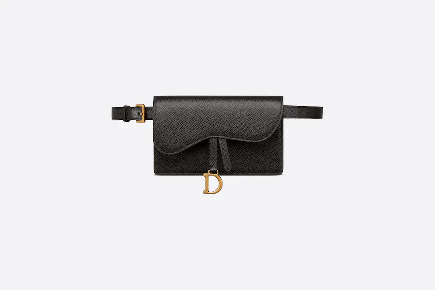 Saddle Belt Pouch Black Grained Calfskin | DIOR | Dior Couture