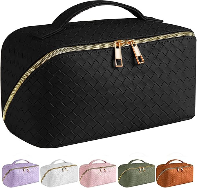 Large Capacity Travel Cosmetic Bag, Multifunctional Storage Makeup Bag Woven Leather Makeup Bag, ... | Amazon (CA)