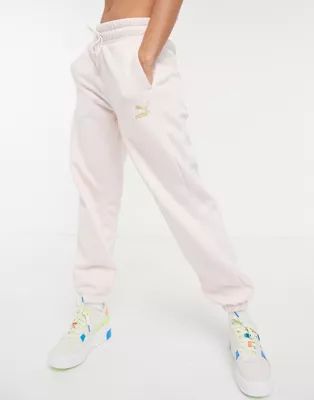 Puma oversized sweatpants in pink and gold | ASOS (Global)