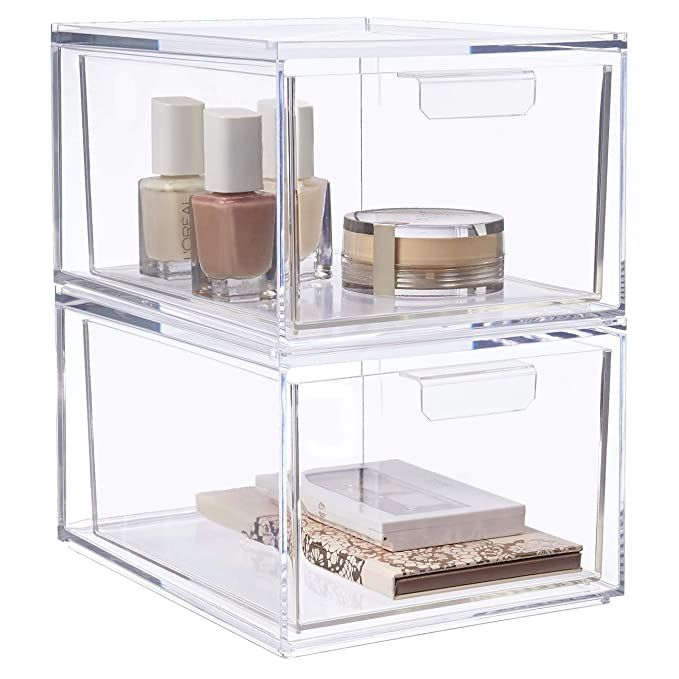 STORi Audrey Stackable Cosmetic Organizer Drawers 4-1/2" Tall | Set of 2 Clear | Amazon (US)