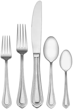 Mikasa Regent Bead 65-Piece Silverware Set, 18/10 Stainless Steel Flatware Service for 12, Includ... | Amazon (US)