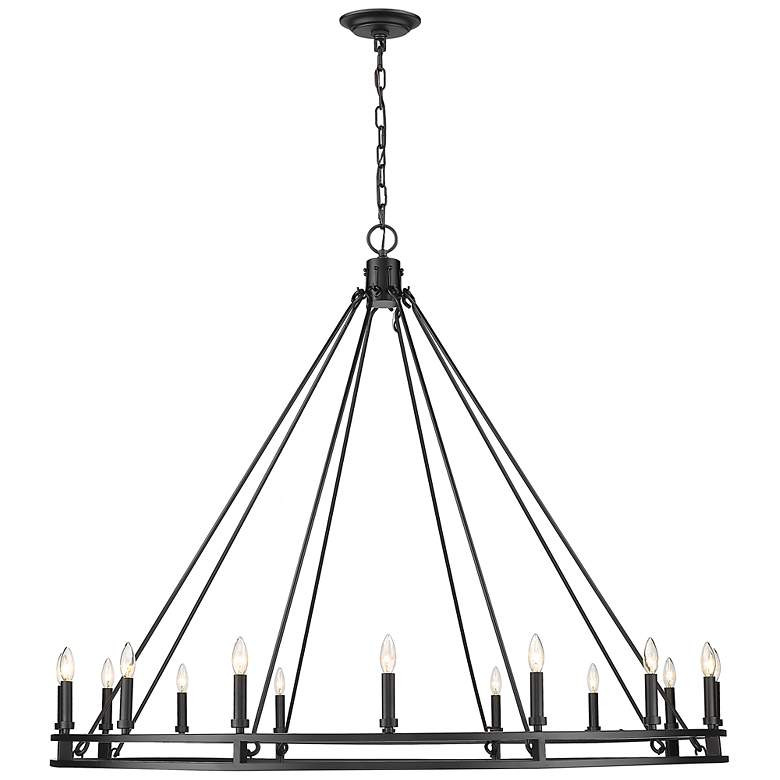 Dennison 60 1/4" Wide Matte Black 16-Light Chandelier | Lamps Plus
