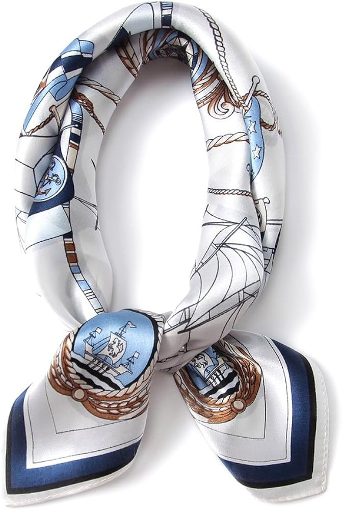 100% Pure Mulberry Silk Scarf -21” Lightweight Small Square Neckerchief – Breathable Digital ... | Amazon (US)