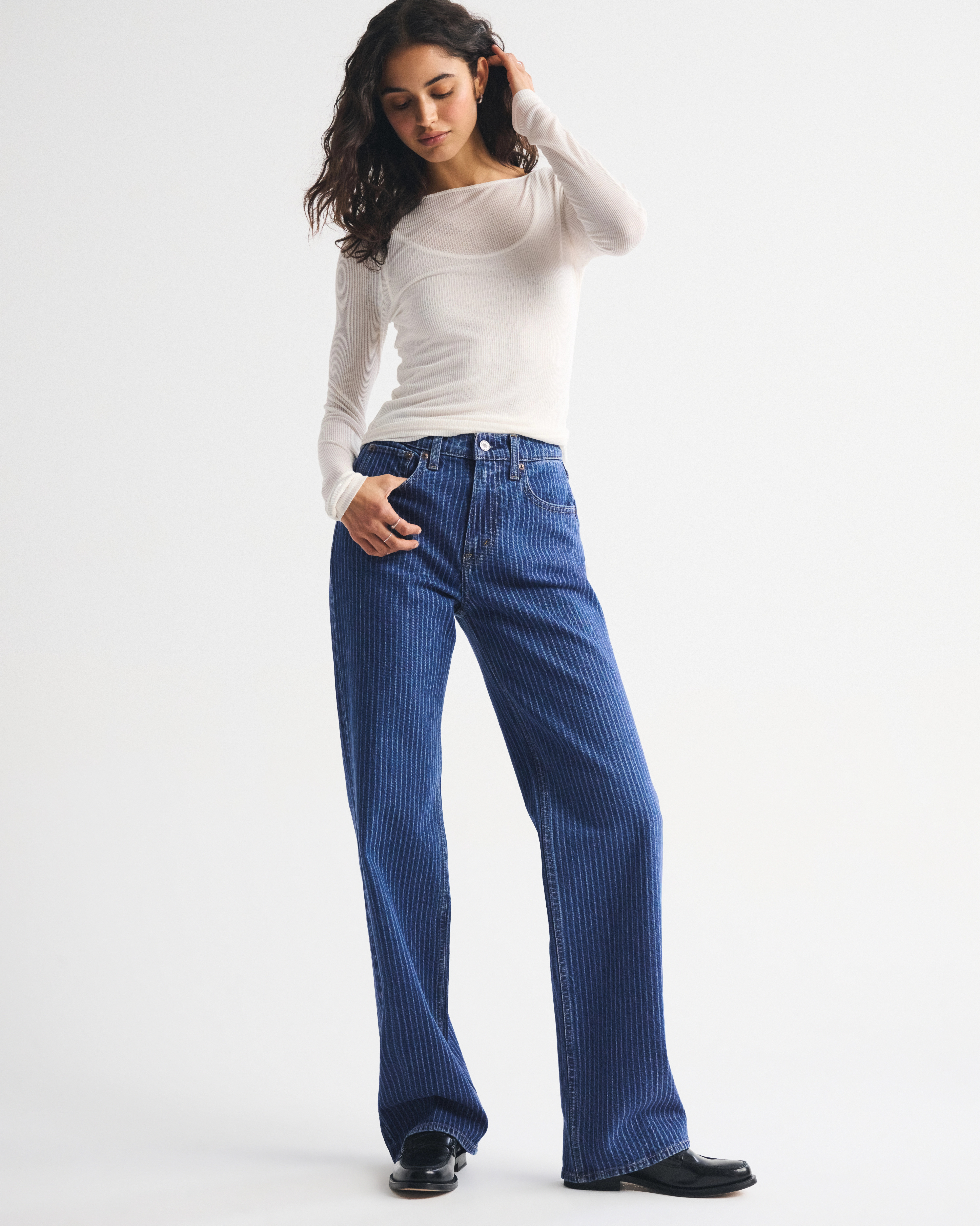 High Rise 90s Relaxed Striped Jean | Abercrombie & Fitch (US)