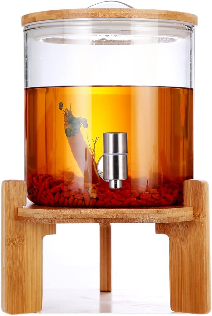 1.32 Gallon (5 L) Food Grade Borosilicate Glass Drink Dispenser, Beverage Dispenser With 304 Stai... | Amazon (US)