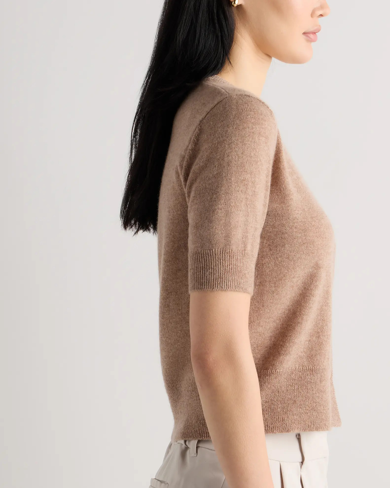 Mongolian Cashmere Short Sleeve Cardigan in Oatmeal | Quince