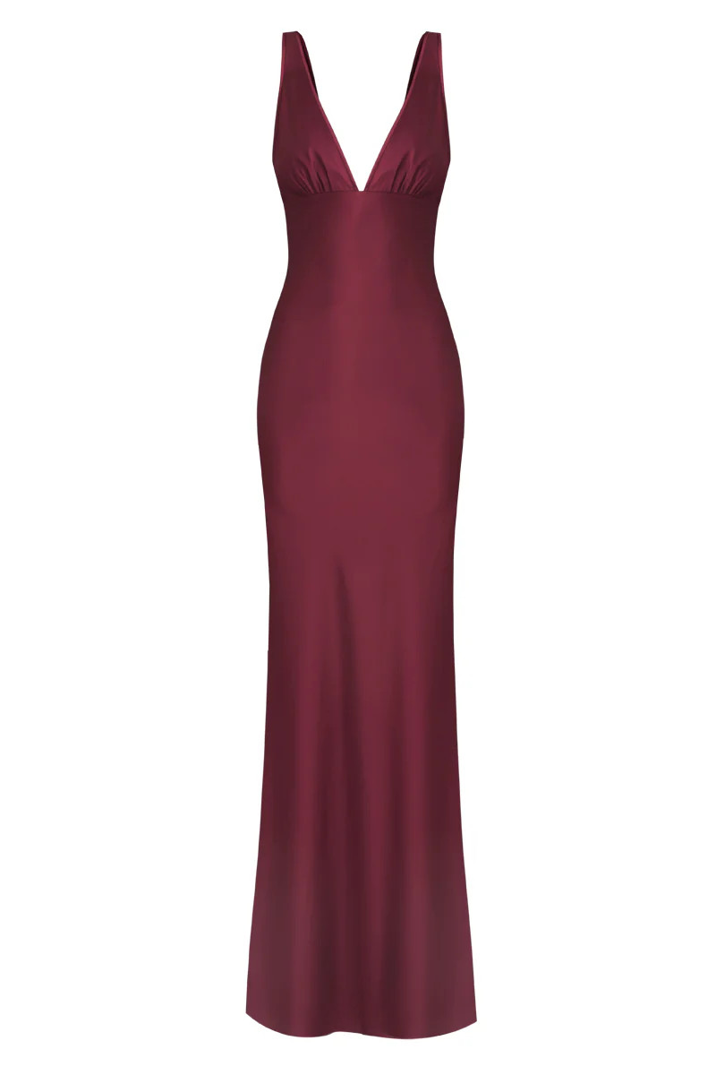 CULT MIA X STOLEN STORES CLASSIC MAXI SLIP DRESS IN BURGUNDY | Stolen Stores | CULT MIA | CULT MIA UK LTD