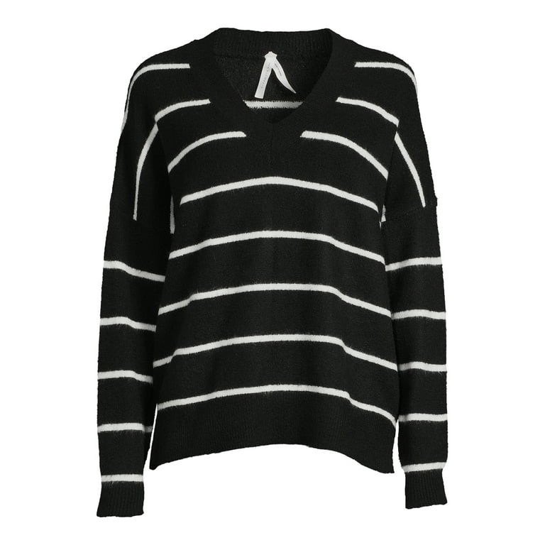 Dreamers by Debut Women’s Oversized V-Neck Sweater with Long Sleeves, Midweight, Sizes XS-XL | Walmart (US)