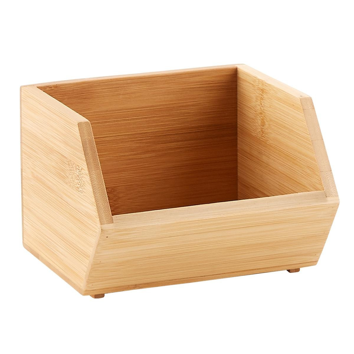 Medium Deep Stacking Bamboo Bin Natural | The Container Store