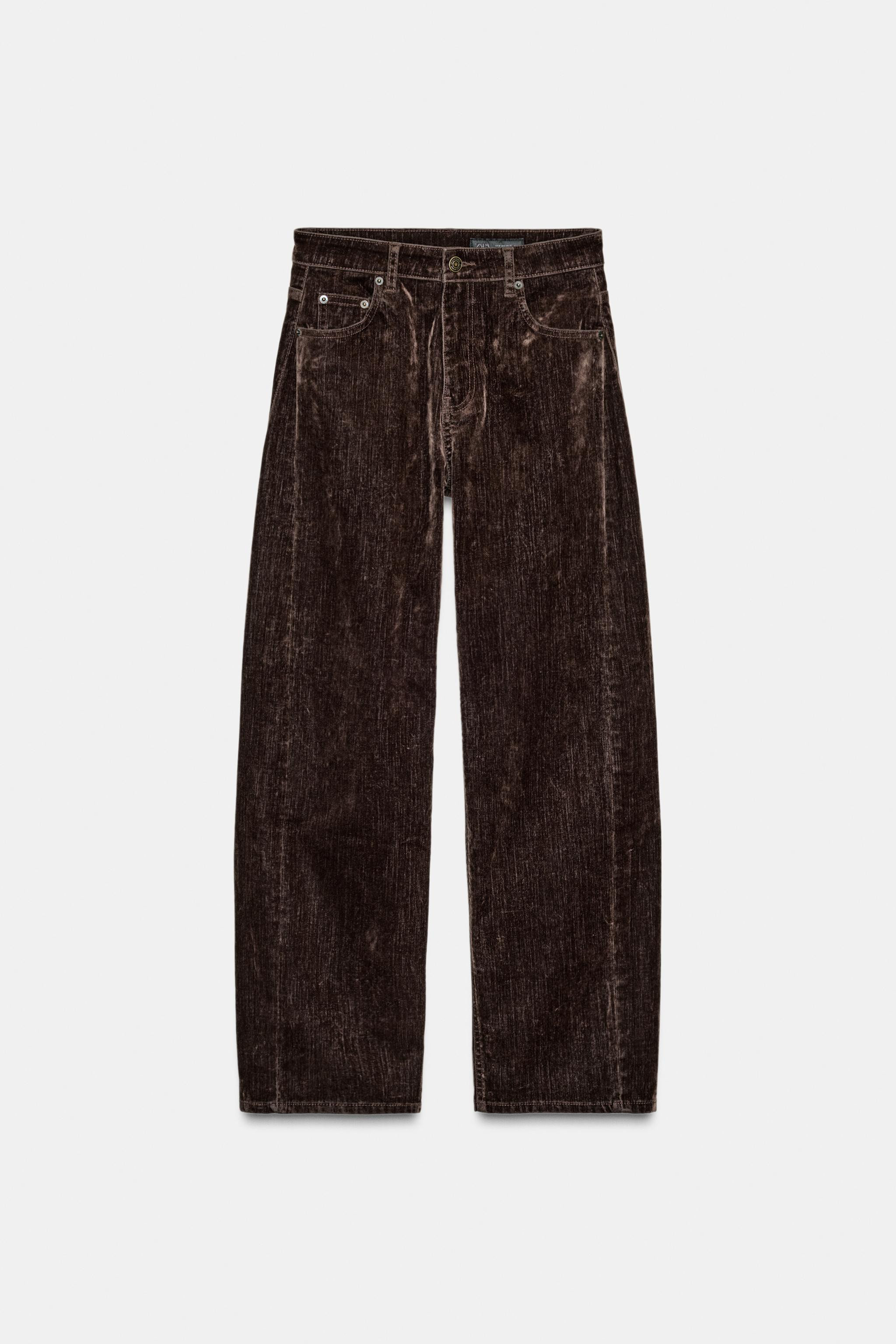 ZW COLLECTION HIGH-WAIST FLOCKED BALLOON JEANS | Zara UK