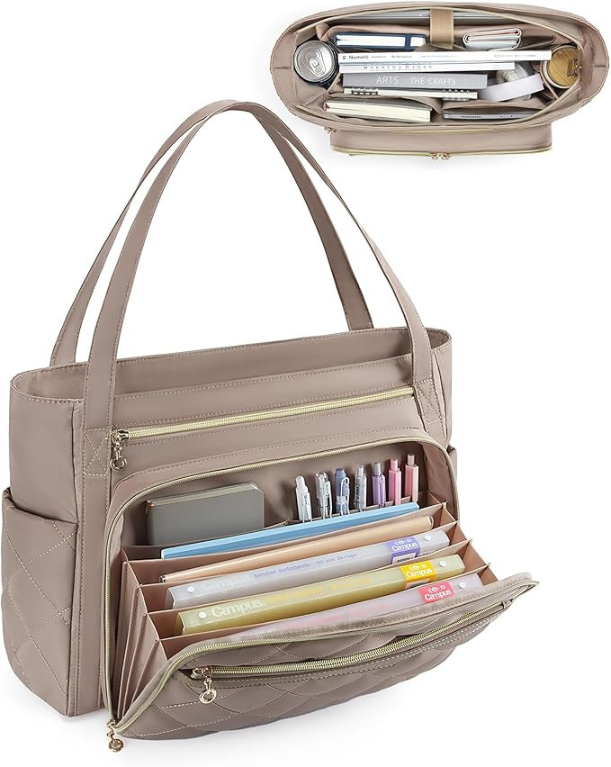 BAGSMART Teacher Tote Bag for Women 15.6in Quilted with Insulated Pocket & Nurse Bag Features (Br... | Amazon (US)