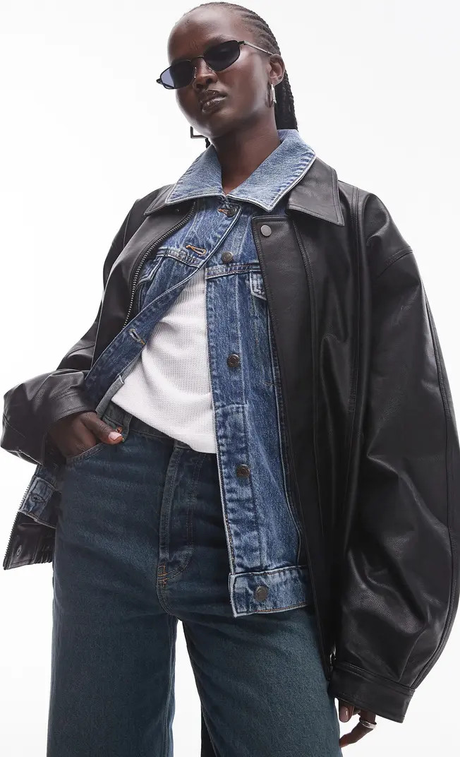 Topshop Faux Leather Bomber Jacket | Nordstrom | Nordstrom