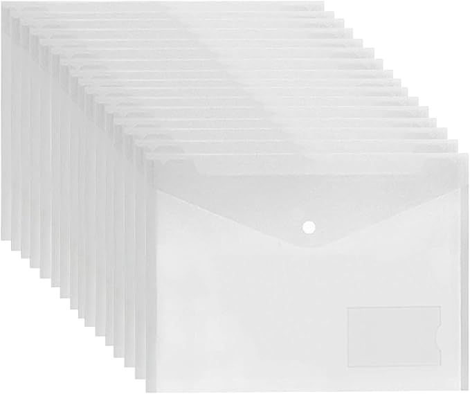 Clear Plastic Wallets A4-30 Pack Plastic Folders Document Wallets Files Popper Wallets with Pocke... | Amazon (UK)