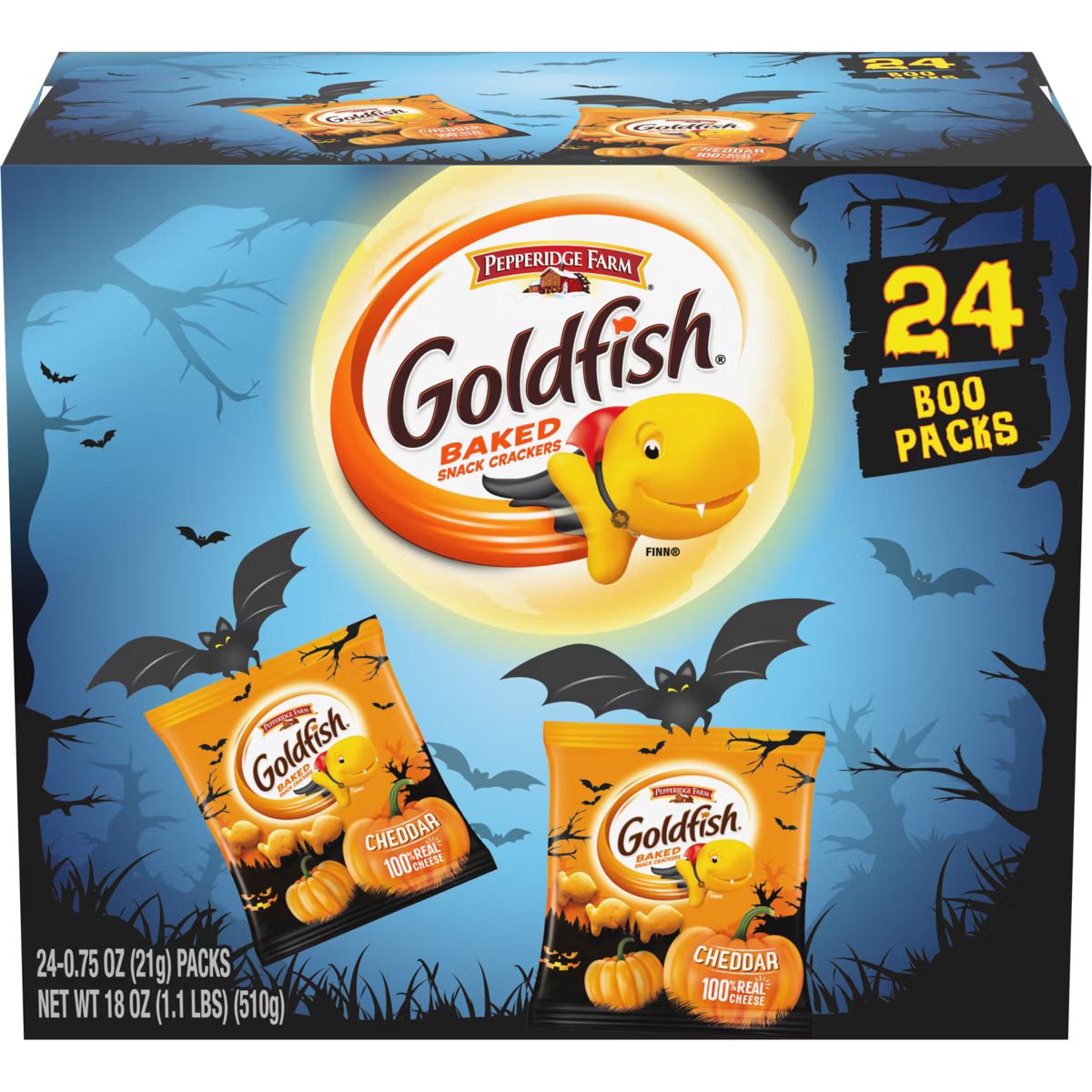 Pepperidge Farm Goldfish Halloween Edition Cheddar Crackers Snack Packs Multipack Box - 18oz/24ct | Target