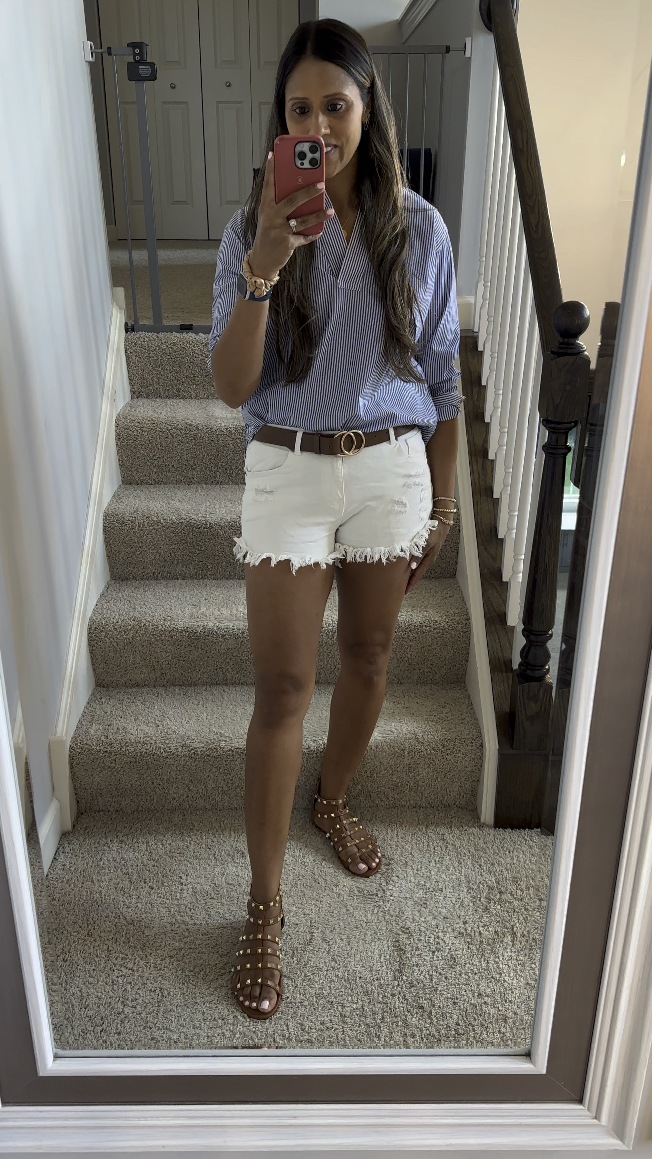 Blue and white stripes with shorts. My favorite combo!

#LTKSeasonal #LTKfindsunder50 #LTKVideo