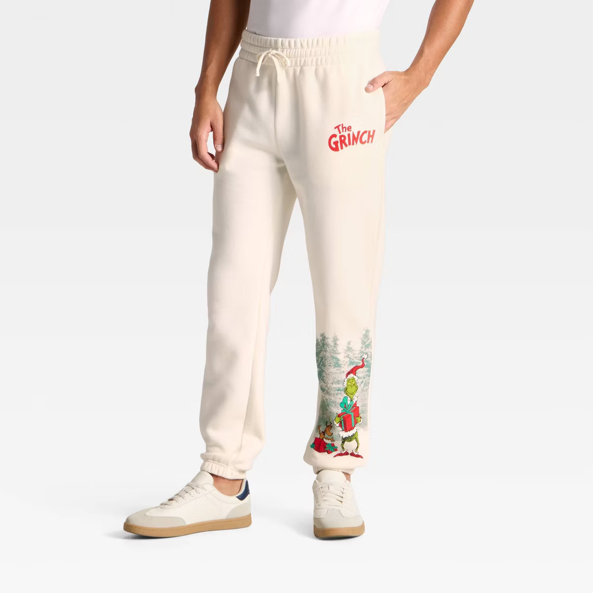 Adult Grinch Sled Fleece Graphic Pants - Cream | Target