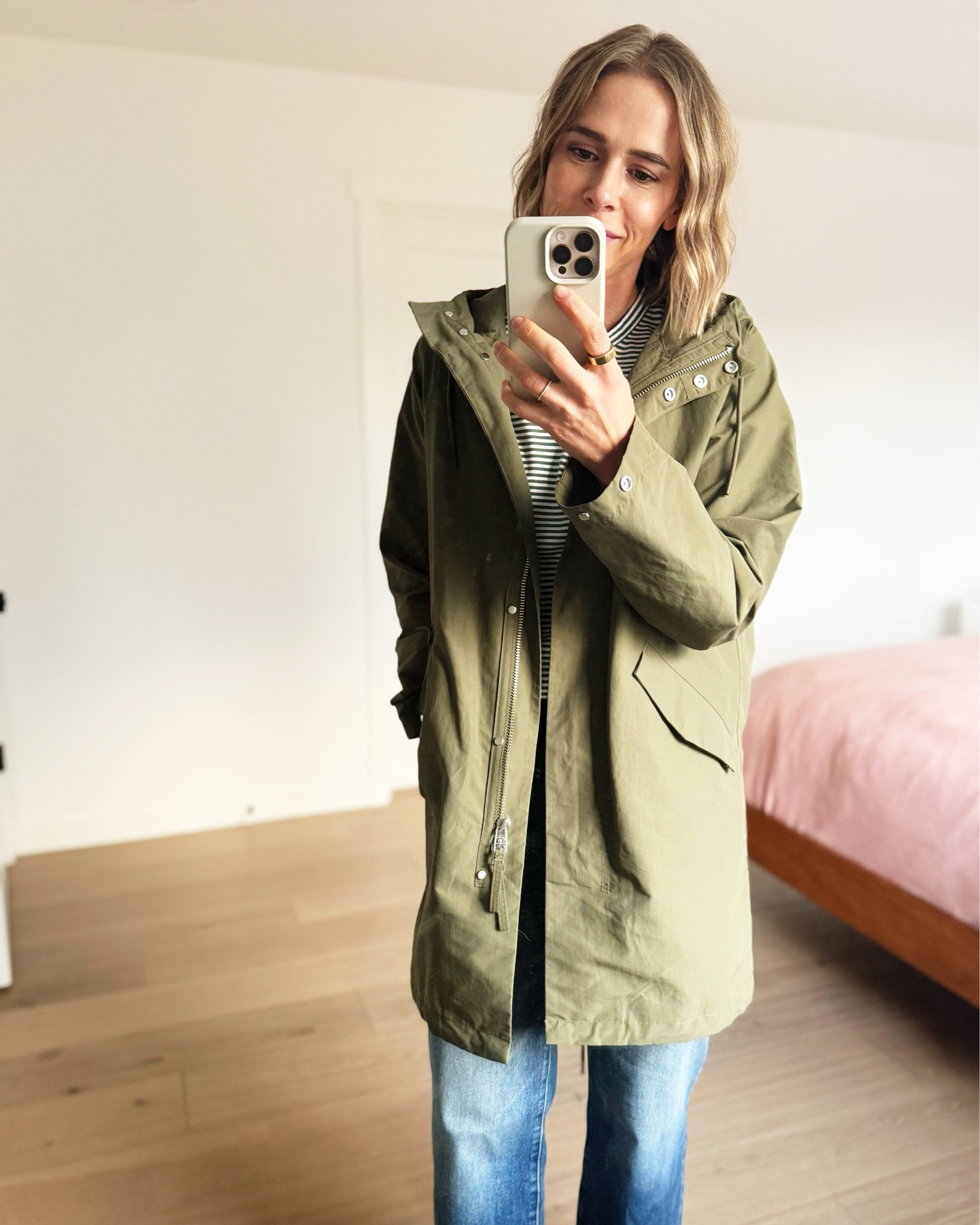 Favorite raincoat! Had it for over a year- so chic. On sale right now!