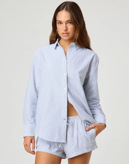 Cotton Stripe Button Up Shirt | Glassons (Australia)