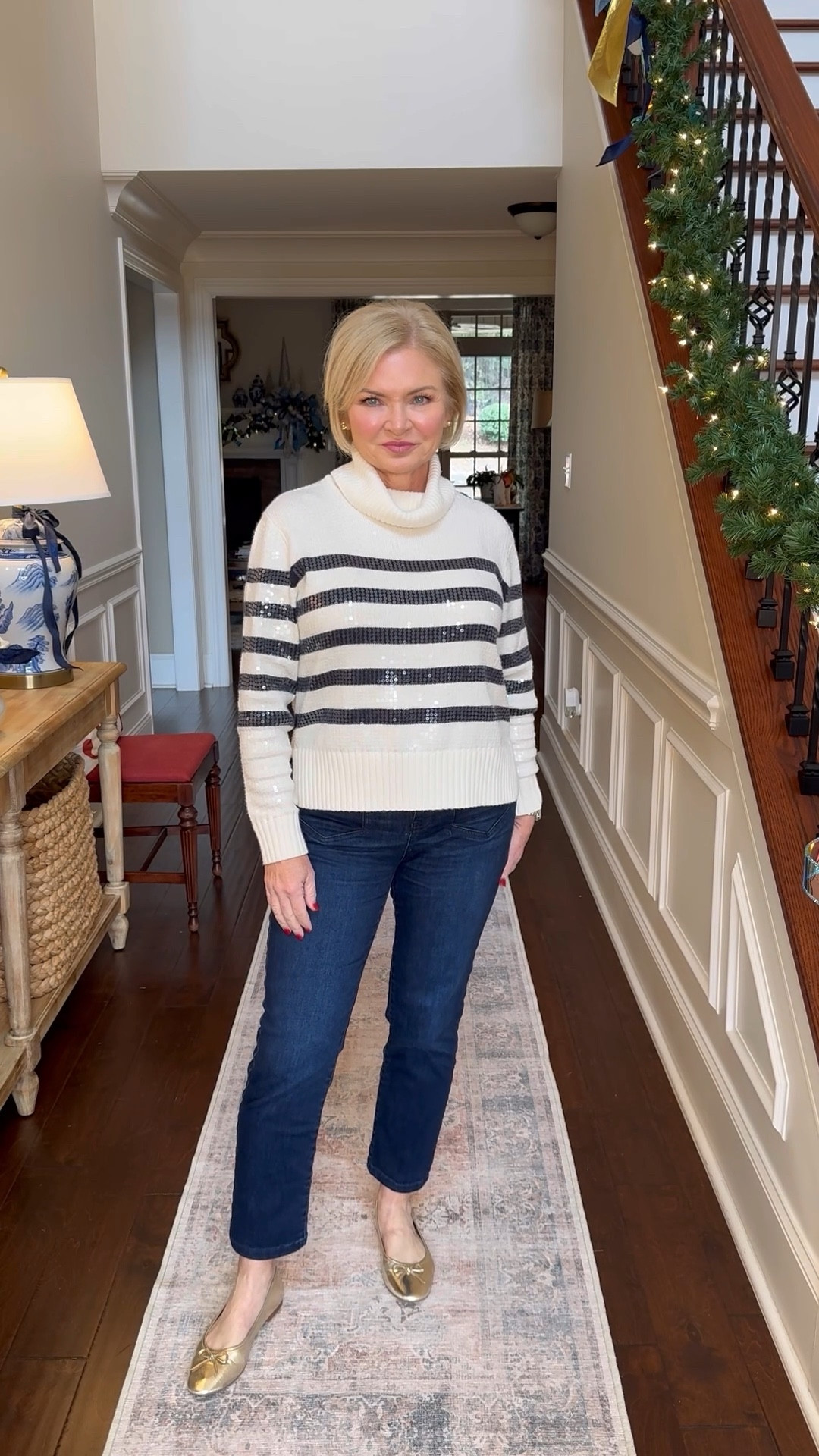 Styling this cute sequin sweater from Talbot's 3 ways! It's the perfect touch of holiday sparkle! I'm
Wearing the sweater in Medium Petite, jeans in size 4, silver jeans in Chico's size 00.

New Year's Eve Outfit
Christmas outfit
Holiday outfits
Christmas sweater 
Stripes
Sequins
Petite fashion
Over 50

#midlifefashion
#christmasoutfits
#holidayoutfits
#midlifeinfluencers
#fashionover50
#stylewithserena
#newyearseveoutfit
#nye

#LTKWatchNow #LTKHoliday #LTKStyleTip