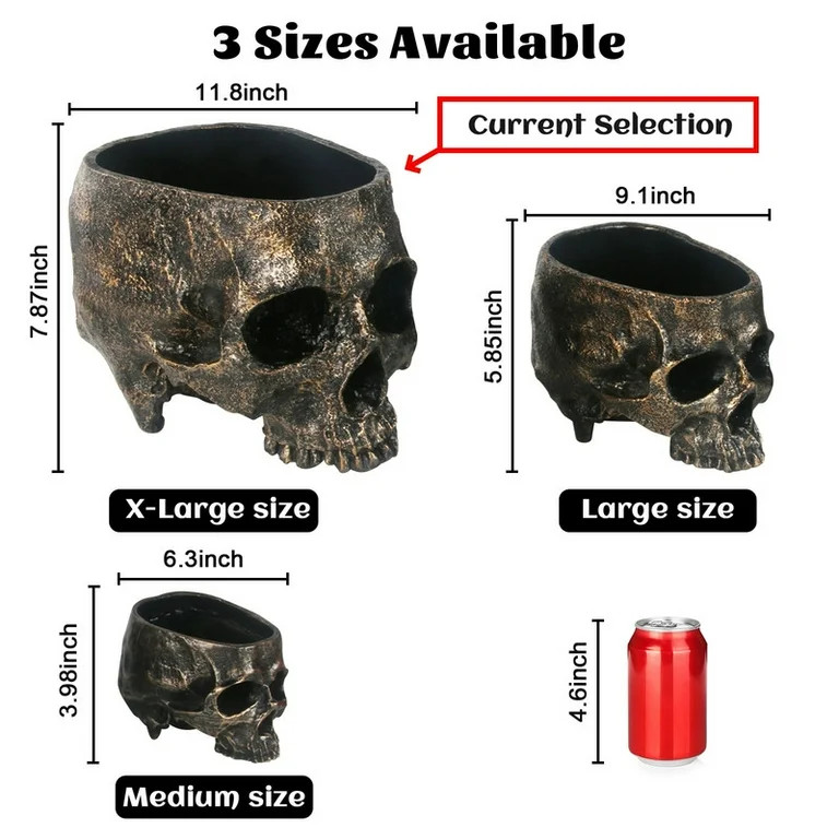 12 inch Large Skull Candy Bowl - Extra Big Resin Head Halloween Candy Dish for Trick or Treat, In... | Walmart (US)
