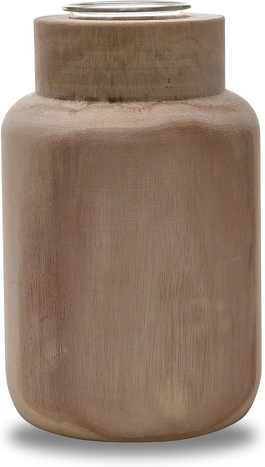 DN DECONATION Natural Wooden Flower Vase with Glass Tube, 8 Inch Rustic Wood Vases for Centerpiec... | Amazon (US)