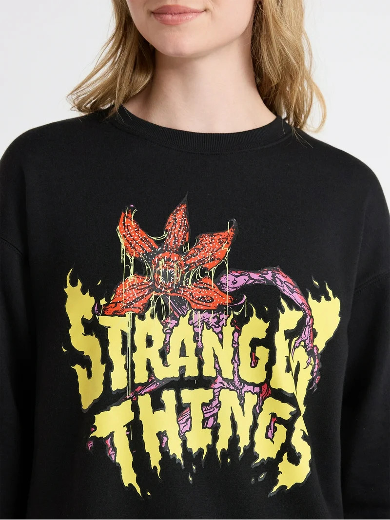 Netflix Stranger Things Oversized Fleece Sweatshirt from No Boundaries, Women’s Plus | Walmart (US)