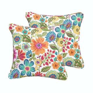 Multi Floral Outdoor Corded Throw Pillows (2-Pack) | The Home Depot