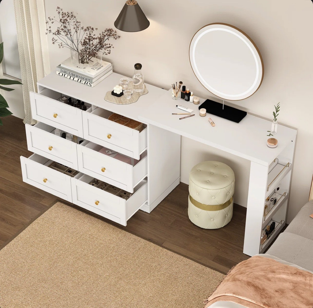 Me: “I don’t need more storage”
Also me: immediately falls in love with a vanity with 6 drawers 😂
But honestly… she’s cute AND affordable, so it’s justified.

#LTKHome