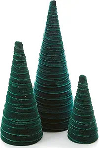 Emerald Velvet Trees Set of 3, Elegant Winter Mantel Decor, Christmas Tree Tabletop, Classic Wint... | Amazon (US)
