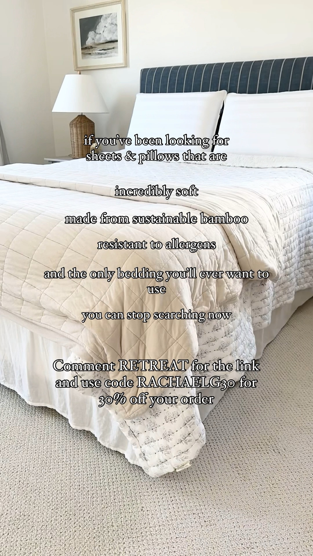 I’ve tried almost every brand of cotton sheets and I’m actually obsessed with the Retreat collection from @cariloha. Once I put their sheets on my bed I knew I would be doing a lot more laundry because they’re so soft they’re the only sheets I want to use now.

Their Retreat collection is made of sustainable bamboo lyocell (read: SO soft), resistant to allergens and odors, machine washable and they have handy corner straps so they don’t slide off the bed. My favorite pieces from the collection are the white sheets and the bamboo memory foam pillows.

Use my code RACHAELG30 for 30% off your order✨

#LTKhome #LTKsalealert #LTKstyletip