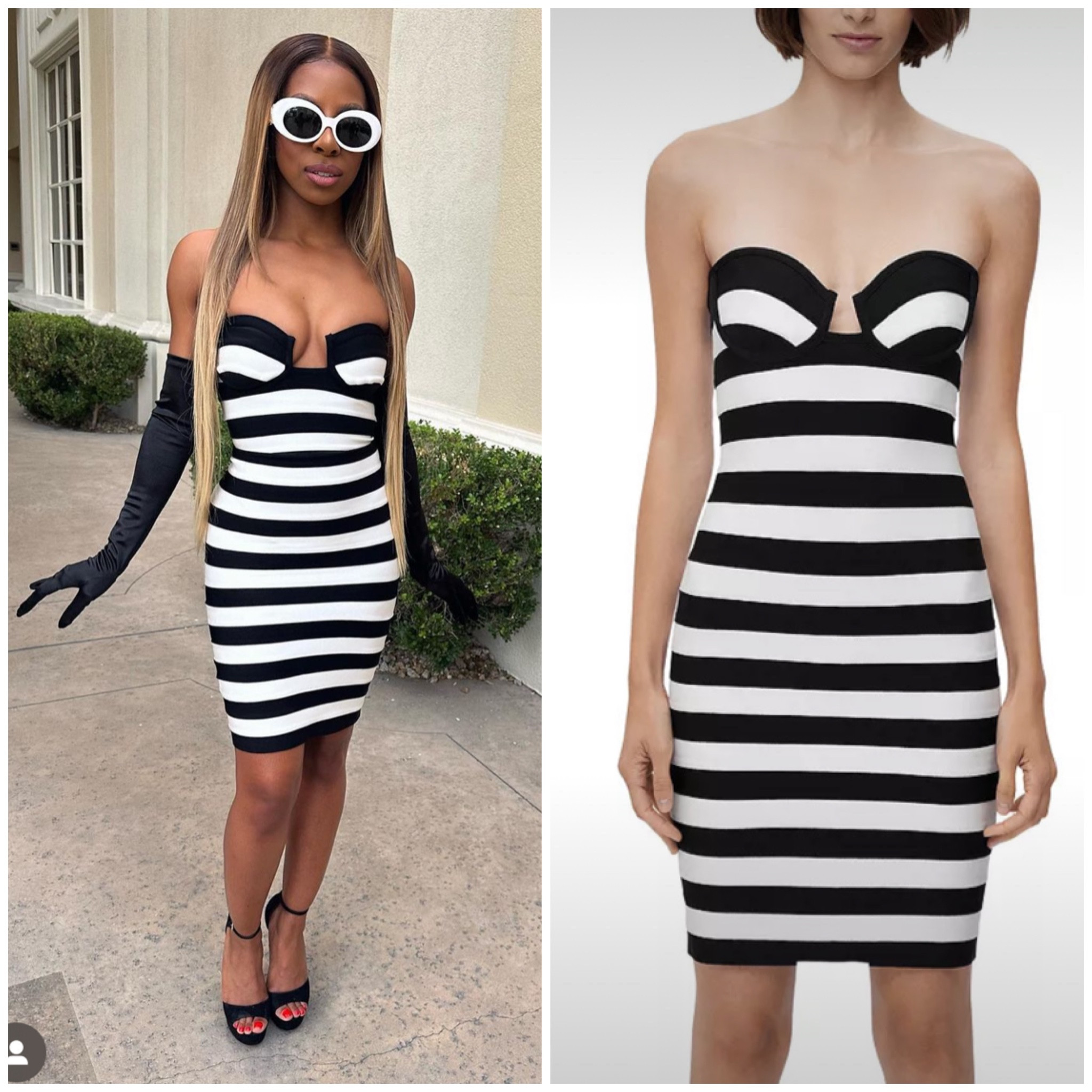 Candiace Dillard’s Black and White Strapless Dress at Bravocon 