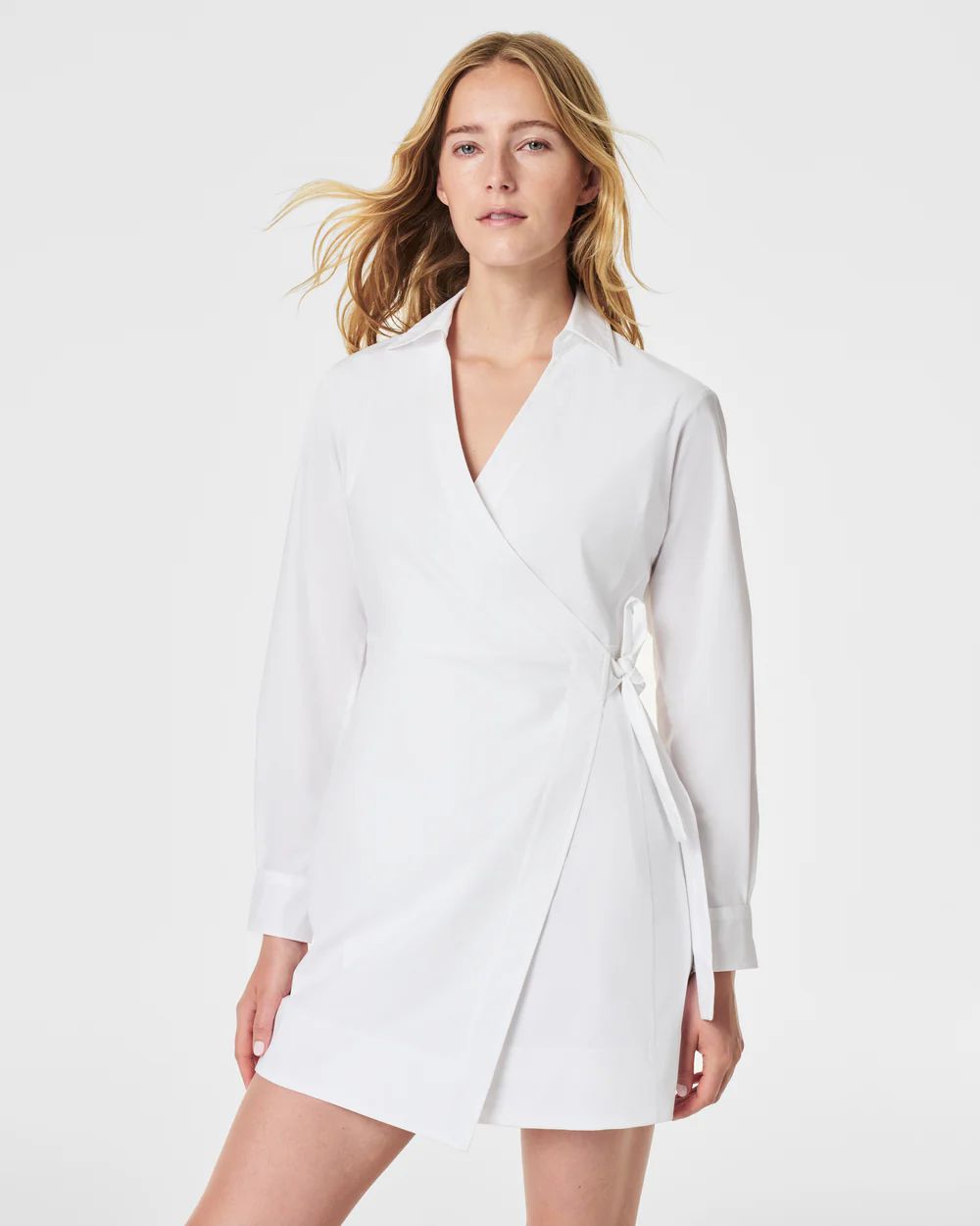 The Best Poplin Wrap Dress, White | Spanx