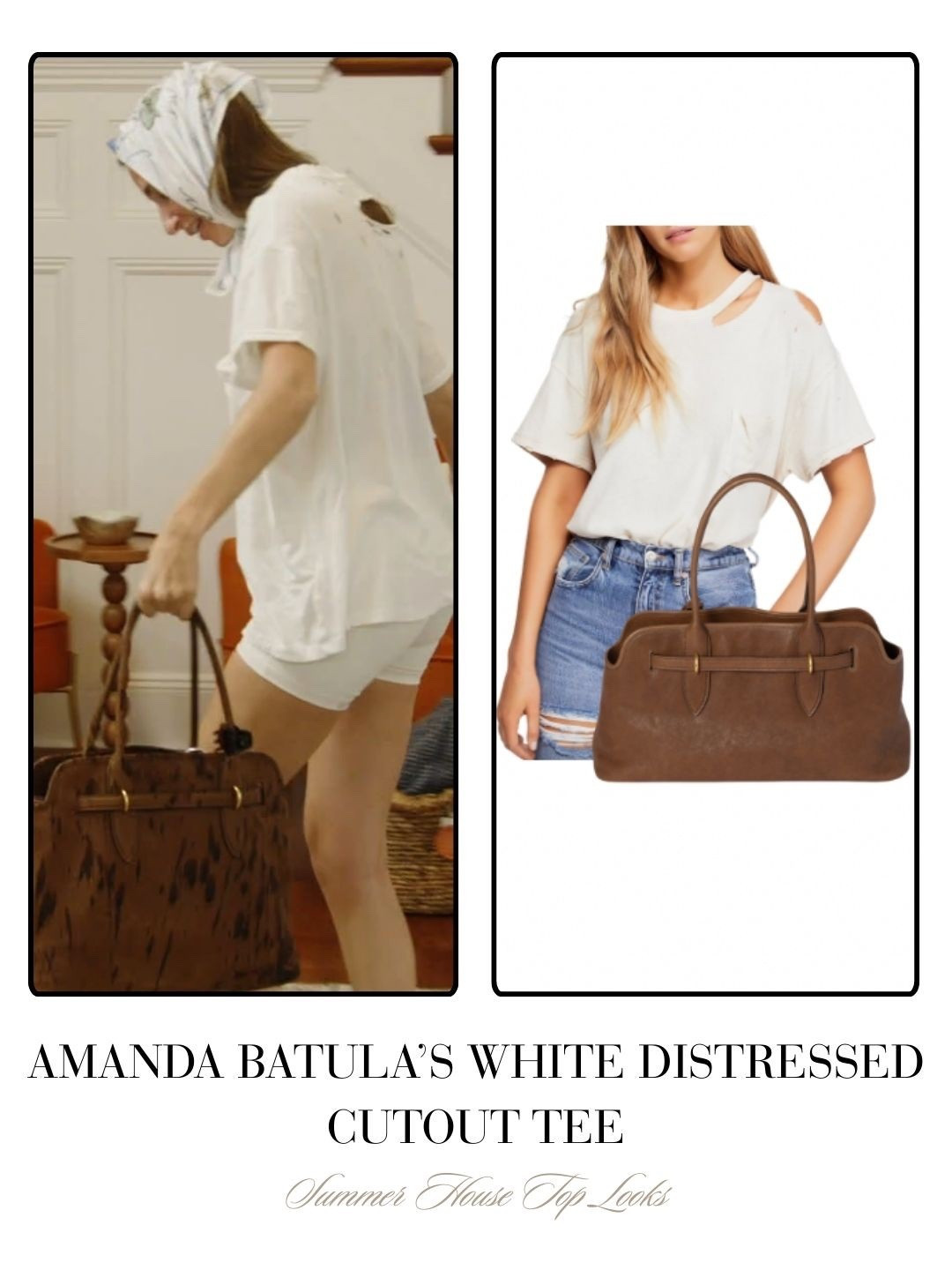 Amanda Batula’s White Distressed Cutout Tee 