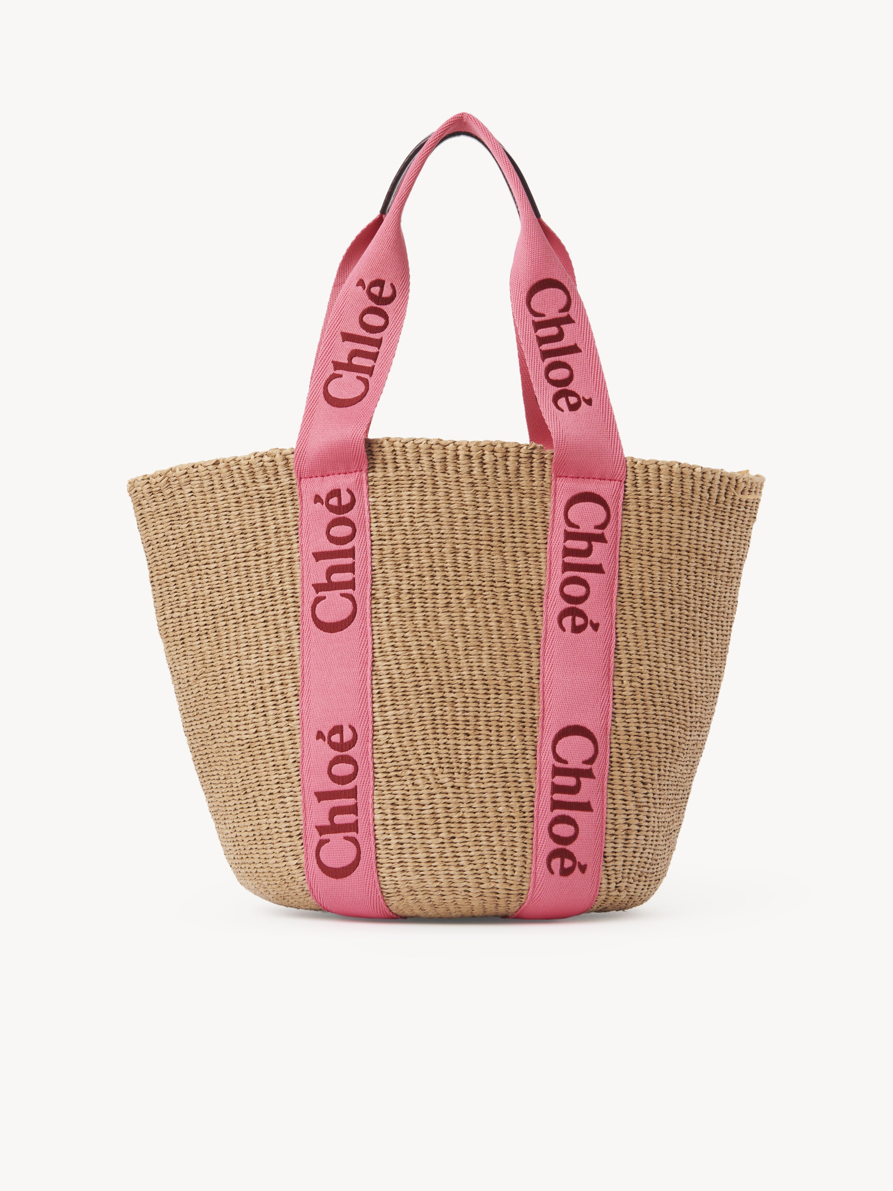 CHLOÉ Large Woody basket Multicolor Size OneSize 100% Paper, Calf-skin leather | Chloe US