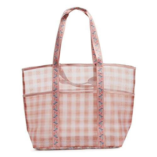 Vera Bradley Women's Mesh Multi-Pocket Beach Tote, Gingham Sand Rose, One Size | Amazon (US)