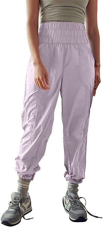 SAGRALL Women's Cargo Pants Casual Elastic High Waisted Baggy Jogger Neon Harem Pants with Pocket... | Amazon (US)