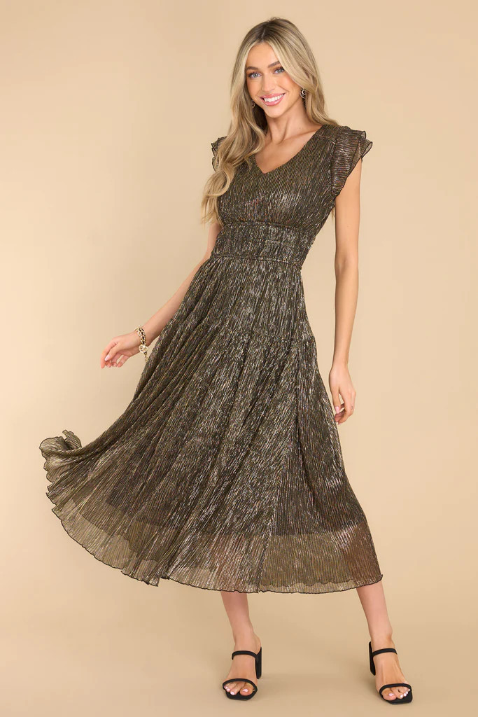 Beyond Iconic Gold Midi Dress | Red Dress 