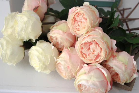 Cottage/french Country Decorfaux Stemscabbage Rose | Etsy | Etsy (US)