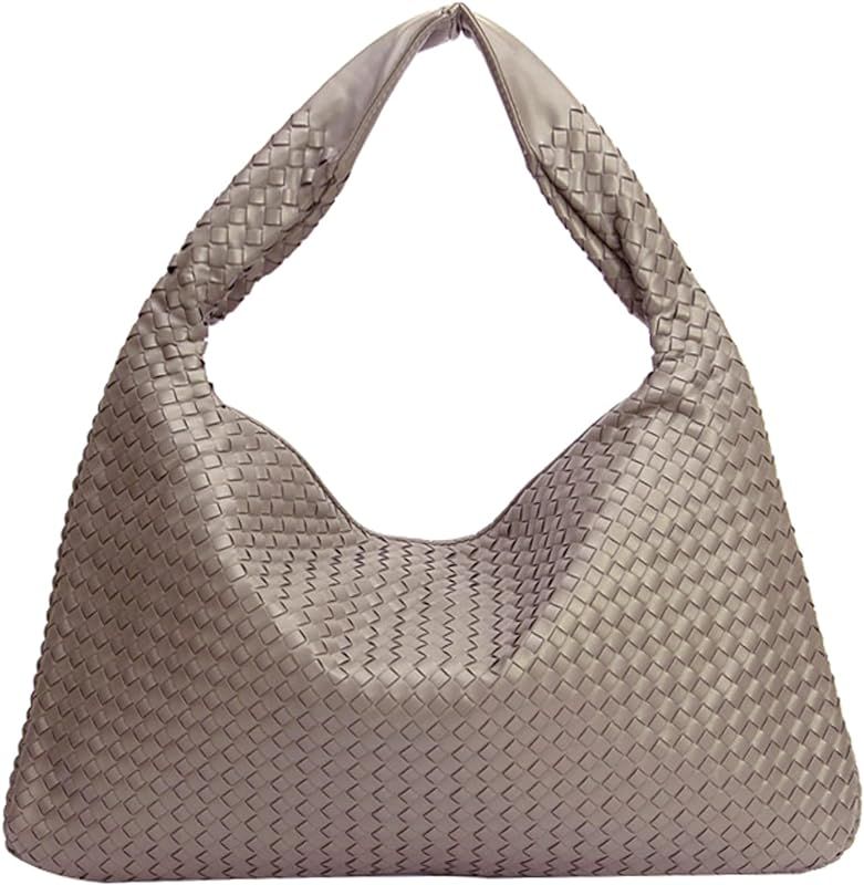 Handmade Woven Hobo Women Top-handle Shoulder Bags Large Capacity Shopping Dumplings Bag Casual U... | Amazon (UK)
